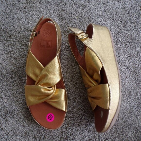 Fitflop gold platform summer sandals 10 - Picture 2 of 8